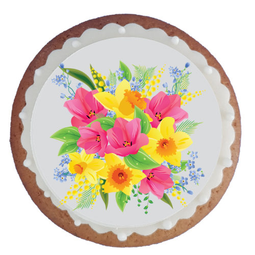 Martisor turta dulce  buchet lalele si narcise
